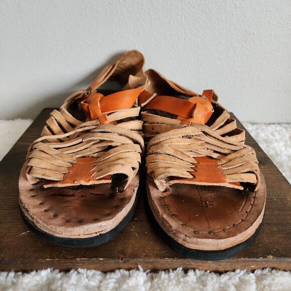 Men's Boho Hand Crafted Huaraches Leather Strappy Sandals Men's Size 8 - Picture 3 of 12